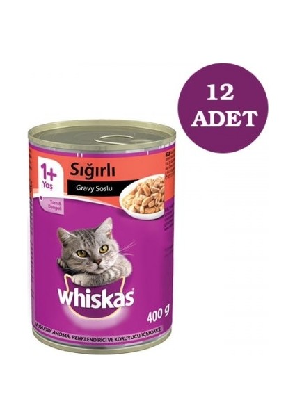 Biftekli Konserve Kedi Maması 400 gr x 12 Adet