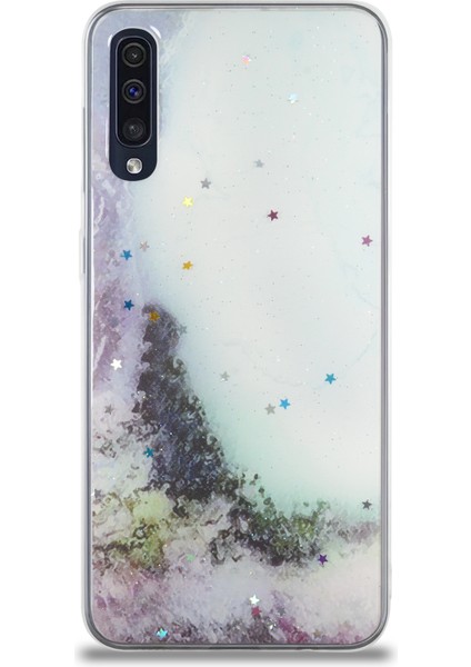Caseworld Samsung Galaxy A50 Kapak Mermer Desenli Pop Socketli Silikon Kılıf - Beyaz fiyatları