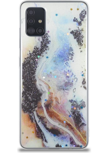 Caseworld Samsung Galaxy A51 Kapak Mermer Desenli Pop Socketli Silikon Kılıf - Mor fiyatları