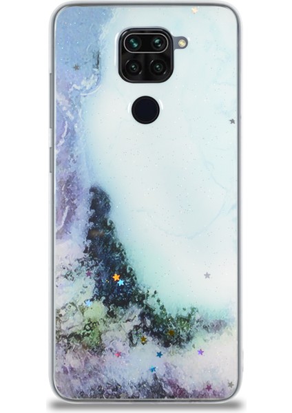 Caseworld Xiaomi Redmi Note 9 Kapak Mermer Desenli Pop Socketli Silikon Kılıf - Beyaz fiyatları
