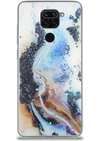 Caseworld Xiaomi Redmi Note 9 Kapak Mermer Desenli Pop Socketli Silikon Kılıf - Mor fiyatları