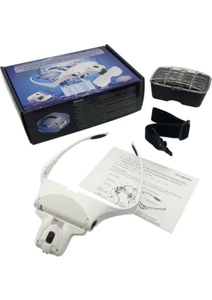 Arthoby 5 Lensli 2 LED Işıklı Ayarlanabilir Gözlük Tipi Büyüteç 1.0x - 3.5x Zoom KAMPSETI0238