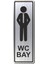 Wc Bay Tuvalet Kapı Yönlendirme Levhası 15 cm x 5 cm Gümüş Renkli Rezopal Levha 1