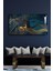 Dekoratif Soyut Altın Geyik ve Kuşlar Sürreal Kanvas Duvar Tablosu 120X60CM Büyük Boy Tablo 1