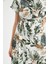 DeFacto Relax Fit Tropik Desenli Kuşak Detaylı Kısa Kollu Gömlek Elbise W3693AZ21HS