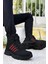 Siyah Kırmızı Çizgili Kauçuk Unisex Trekking Bot 1