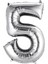 Rakam Folyo Balon 5 Gümüş Renk 100 cm - 40" 1