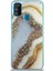 Caseworld Samsung Galaxy M30S Kapak Mermer Desenli Pop Socketli Silikon Kılıf - Gold 2