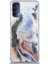 Caseworld Oppo Reno 4 Kapak Mermer Desenli Pop Socketli Silikon Kılıf - Mor 1