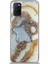 Caseworld Oppo A52 Kapak Mermer Desenli Pop Socketli Silikon Kılıf - Gold 1