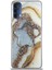 Caseworld Oppo Reno 4 Kapak Mermer Desenli Pop Socketli Silikon Kılıf - Gold 1