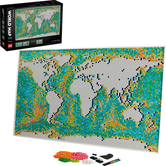 LEGO® Art Dünya Haritası 31203 Yapım Seti; Proje ve Harita Tutkunları için Anlamlı; Koleksiyonluk bir Duvar Resmi (11.695 Parça)