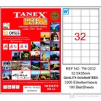 Tanex 100 Adet Lazer Etiket 52,5x35 mm Sarf Malzemeler İçin Mükemmel Baskı Kalitesi