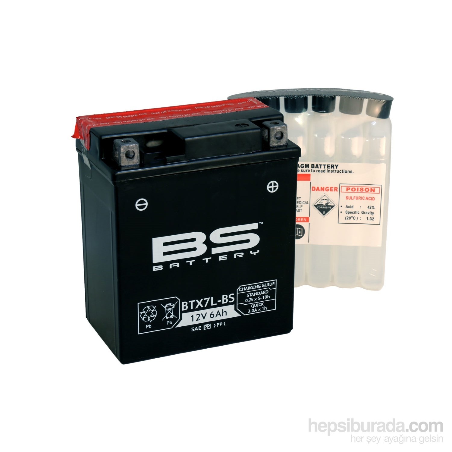 Bs-Battery Btx7l-Bs (Ytx7l-Bs) 12V 6Ah 85Cca Agm Bakımsız Fiyatı