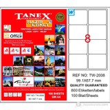 Tanex TW-2008 99,1x67,7 mm Laser Etiket 100 Ad.