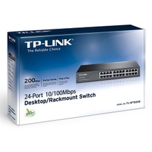 TP-Link TL-SF1024D, 24-Port 10/100Mbps % 75 Enerji Tasarruflu 13" Çelik Kasa Switch