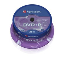 Verbatim DVD+R  4.7GB 16X Hızında 25'li Cakebox 43500