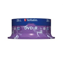 Verbatim DVD+R  4.7GB 16X Hızında 25'li Cakebox 43500