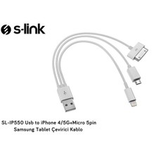 S-Link Sl-Ip550 Usb To İphone 4/5G+Micro 5Pin Samsung Tablet Çevirici Kablo