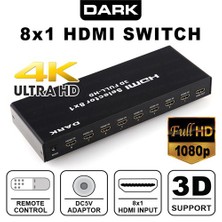 Dark Full HD 8 Giriş 1 Çıkışlı Uzaktan Kumandalı HDMI Switch (Seçici) (DK-HD-SW8X1)