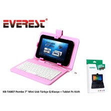 Everest Kb-Tab07 Pembe 7` Mini Usb Türkçe Q Klavye + Tablet Pc Kılıfı