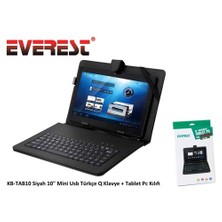 Everest Kb-Tab10 Siyah 10` Mini Usb Türkçe Q Klavye + Tablet Pc Kılıfı