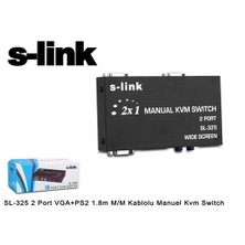 S-Link Sl-325 2 Port Vga+Ps2 1.8M M/M Kablolu Manuel Kvm Switch