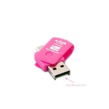 S-Link Sl-U94 Pembe Usb To Mikro 5 Pin + Kart Okuyucu Otg Çevirici