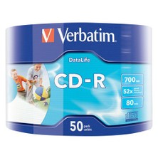 Verbatim CD-R Wide Inkjet Prıntable 700MB 80 Dakika 52X Hızında 50'li Spindle 43794