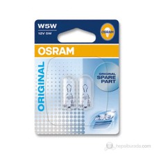 Osram 2825 W5W Oto Yardımcı Lamba ( sınyal, park, stop, tavan vb. ) 2li Paket