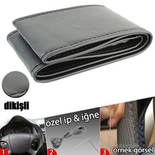 Deri Direksiyon Kılıfı Sarmalı Düz Gri