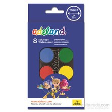 Adeland 8 Renk Suluboya 24 mm Parlak ve Canlı Renklerle Eğlenceli Sanat Deneyimi