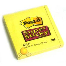 Post-It 3M Post-it 654 Super Sticky Not Sarı 90 yaprak 76x76mm
