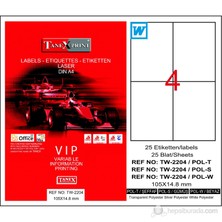 Tanex TW-2204 105x148,5 mm Polyester Laser Etiket 25 Ad.