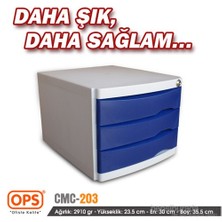 Ops CMC203 3 Çekmeceli Kilitli Evrak Rafı (Mavi)