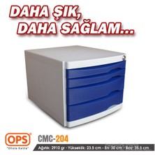 Ops CMC204 4 Çekmeceli Kilitli Evrak Rafı (Mavi)