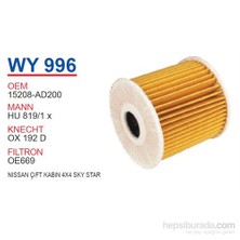Wunder NISSAN ÇiFT KABiN 4X4 SKY STAR  Yağ Filtresi OEM NO:15208-AD200