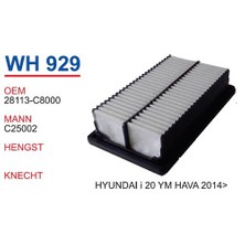 Wunder Hyundaı İ20 2014>> Yeni Model Hava Filtresi Oem No:28113-C8000
