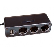 Car Speed USB Çıkışlı 3 lü Çakmak Çoklayıcı Soket 1000165