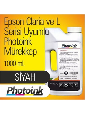 Photoink Claria Ve L Serisi 1 Litre Siyah Mürekkep