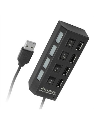 Ti-Mesh 4'Lü Usb Hub - 1X Usb 2.0 M To 4 X Usb 2.0 F (Açma Kapatma)