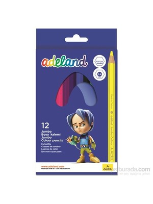 Adeland Jumbo Karton Kutu Boya Kalemi 12 Renk Tam Boy (5,4mm)