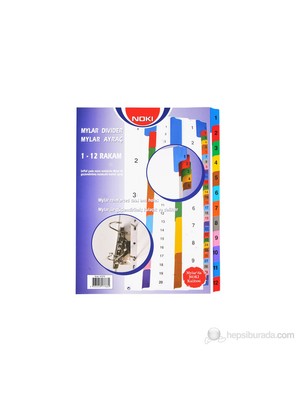 Noki Ayraç Mylar Kaplı 1-12 Rrenkli Rakamlı