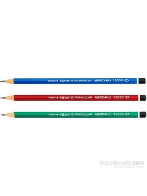 Fatih Üçgen Mercanlı Kurşunkalem 12'li HB Kalemler Renkli ve Ergonomik Tasarım