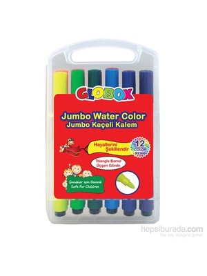 Globox Jumbo Keçeli Kalem 12'Li Renkli Set Çocuklar İçin Güvenli Üçgen Gövde