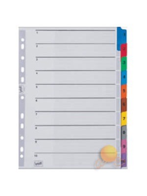 Serve Ayraç (A4/1-10 Rakam/Klasik Renkli)180Gr/M² Karton,Mylar İle Güçlendirilmiş Kulakçıklar Ve Delikler Sv-5524/K