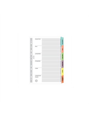 Serve Ayraç (A4/Günler/Renkli)180Gr/M² Karton, Sv-5525/P