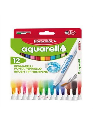Fibracolor Aquarell 12 Renk Keçeli Kalem Seti Fırça Uçlu 12 Parça İtalyan Kalitesi