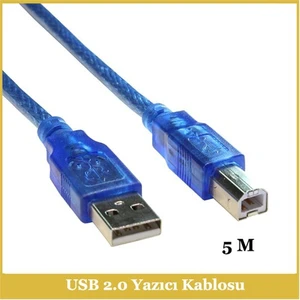 Ti-Mesh Usb 2.0 Gold Açık Mavi Yazıcı Printer Kablosu - 5M