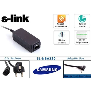 Sl-Nba220 40W 19V 2.1A 3.0Mm/1.0Mm Samsung Ultrabook Standart Adaptör